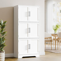 68.5" Kitchen Pantry Storage Cabinet, Cabinet with 6 Doors and 3 Shelves, Tall Food Pantry Cabinet, 4-Tier Cabinet for Kitchen, Living Room, Dining Ro by Lark Manor