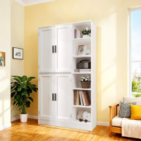 63" Tall White Kitchen Pantry Cabinet, Kitchen Pantry Storage Cabinet With 4 Doors, Freestanding Kitchen Storage Cabinets