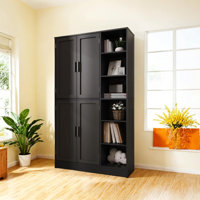 63" Tall White Kitchen Pantry Cabinet, Kitchen Pantry Storage Cabinet With 4 Doors, Freestanding Kitchen Storage Cabinets by Winston Porter