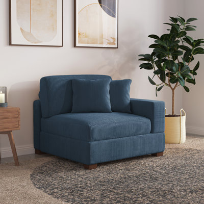 Milbrey Upholstered Corduroy Armchair with Pillow Back and Solid Wood Legs by Ebern Designs