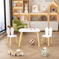 Rabbit Kids Table And 2 Chairs Set by Zoomie Kids