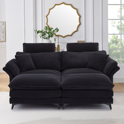Enn 85.32" Deep Seat Sofa Modern Comfy Sofa Sleeper Couch,Extra Pillows,Headrest. by Latitude Run
