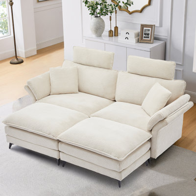 Enn 85.32" Deep Seat Sofa Modern Comfy Sofa Sleeper Couch,Extra Pillows,Headrest. by Latitude Run