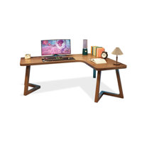 Tan Rectangular Solid Wood desks by Hokku Designs