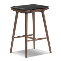 Valentino 25" Genuine Leather Wood Counter Stool by Poly & Bark