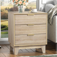 Candelario Oak Nightstand With 3 Drawers Bedside Table For Apt by Union Rustic