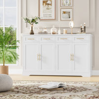 59.3" Wide Buffet Cabinet with Spacious Storage Cabinets, Modern 4-Drawer Sideboard Buffet, Wide Body Dining Room Buffet by House of Hampton