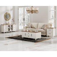 3 Piece Living Room Table Set - Includes Modern Coffee Table With Storage Cabinet, Glass Door TV Stand For 65 Inch TV, Side End Table With Charging St by Alcott Hill