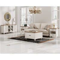 4 Piece Living Room Table Set - Includes Modern Coffee Table With Lift Top, Glass Door TV Stand For 65 Inch TV, Set Of 2 Side End Tables With Charging by Alcott Hill