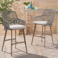 Outdoor 46" Bar Stools With Cushions by Bay Isle Home