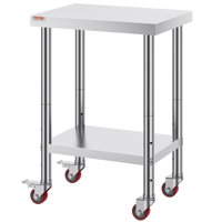 24x18x34 Inch Stainless Steel Work Table 3-Stage Adjustable Shelf with 4 Wheels by Ebern Designs