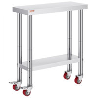 30x12x34 Inch Stainless Steel Work Table 3-Stage Adjustable Shelf with 4 Wheels by Ebern Designs