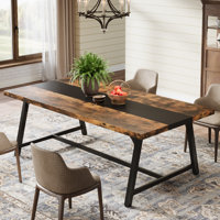 70.87 Inches Dining Table for 8, Wooden Kitchen Dinner Table, Secrest by Ebern Designs