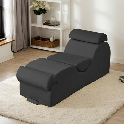 Winston Porter Sleek Chaise Lounge Chair For Yoga Exercise, Curved Yoga Lounger Sofa For Adults Indoor, With Headrest/waist Cushion/movable Footrest/s