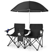 Portable Folding Picnic Double Chair With Removable Umbrella by Arlmont & Co.