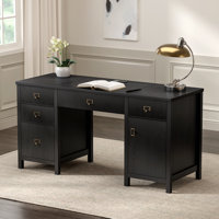 59" Executive Desk With File Drawers Cabinet by Lark Manor