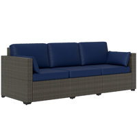 Patio Couch PE Wicker Deep Seating Outdoor Sofa with Removable Cushions, 3 Seater Rattan Sofa, Outdoor Furniture for Balcony, Deck, Garden and Poolsid by Ebern Designs