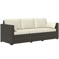Patio Couch PE Wicker Deep Seating Outdoor Sofa with Removable Cushions, 3 Seater Rattan Sofa, Outdoor Furniture for Balcony, Deck, Garden and Poolsid by Ebern Designs