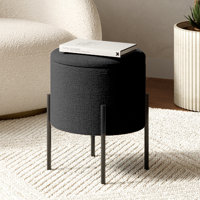 Modern Round Boucle Ottoman With Storage by Ebern Designs