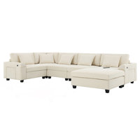 Caelora 6 - Piece Upholstered Sectional With Hidden Armrest Storage by Latitude Run