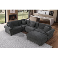 Errett Upholstered 5-Seat Roller Arms Cloud Corner Sectional Sofa by Lark Manor