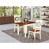 3-Piece Black and Cherry Finish Rectangular Solid Wood Top Dining Table Set by Alcott Hill