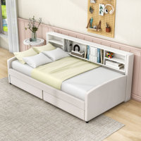 Evalynn Twin Upholstered Daybed with Storage and Drawers by Lark Manor