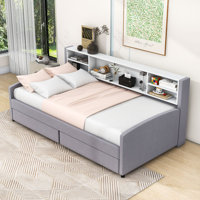 Evalynn Twin Upholstered Daybed with Storage and Drawers by Lark Manor