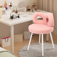 Makeup Chair With Soft Cushion And Backrest by Everly Quinn