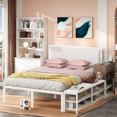 Bedroom Sets With Cushioned Footrest With Two-tier Storage Shelves, 1 Wooden Storage Cabinet by Ebern Designs