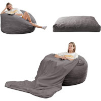 Trule Bean Bag Chairs For Adults, 2 In 1 Bean Bag Chairs, Convertible Bean Bag With Filler For Gaming Large Foam, Bean Bags With Washable Soft Velvet