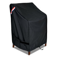 Heavy-Duty Waterproof Stackable Patio Chair Cover - 28" W x 36" D x 47" H, Black by Arlmont & Co.
