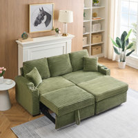 Sofa with Hidden Chaise Longue,Cup Holders and Pillows