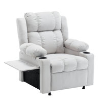 31.7" Wide Modern And Classic Soft Overstuffed Power Standard Chair - Heated Massage Recliner With Tray Table & Dual Cup Holders by Ebern Designs