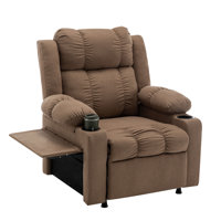31.7" Wide Modern And Classic Soft Overstuffed Power Standard Chair - Heated Massage Recliner With Tray Table & Dual Cup Holders by Ebern Designs
