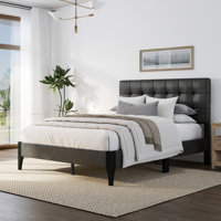 Gretchin Upholstered Bed, Dark Gray