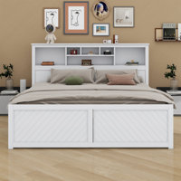 King Platform Bed with USB-Equipped Storage Headboard and 2 Drawers