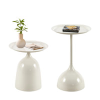 Modern minimalist side table in white, compact end table with metal frame for living room and bedroom spaces by Latitude Run