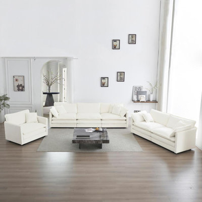 3 Piece Living Room Set (White)