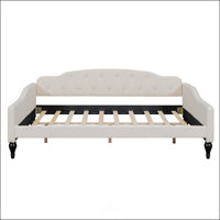 Full Size Beige Upholstered Tufted Daybed by Alcott Hill