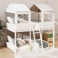 Wooden Full-Over-Full Bunk Bed With A Ceiling by Harper Orchard
