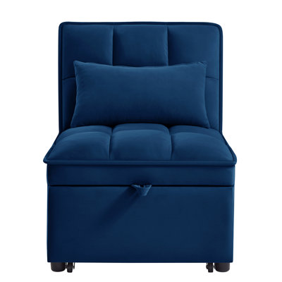4 In1 Multi-Function Single Sofa Bed With Storage Pockets,Tufted Single Pull-Out Sofa Bed With Adjustable Backrest And Pillows ,Convertible  Chaise Lo by Latitude Run
