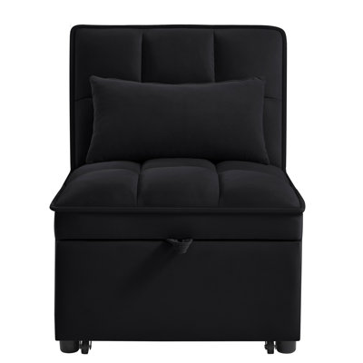4 In1 Multi-Function Single Sofa Bed With Storage Pockets,Tufted Single Pull-Out Sofa Bed With Adjustable Backrest And Pillows ,Convertible  Chaise Lo by Latitude Run