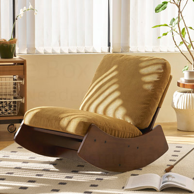 Comfortable Glider Rocking Chair, High-Quality Upholstery Glider Chair, Solid Wood Frame, Perfect For Multiple Settings Accent Reading Chair For Bedro