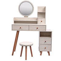 Bedroom Vanity, Vanity Table With Cushioned Stool And LED Mirror by Corrigan Studio