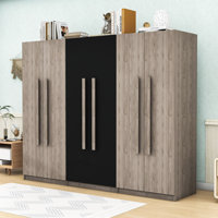 Wood 6-Door Wardrobe with Integrated Drawers, Shelves and Hanging Rails by Latitude Run