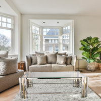Modern Glass Coffee Table With Gold And Chrome Metal Base In Rectangular Shape by Ivy Bronx