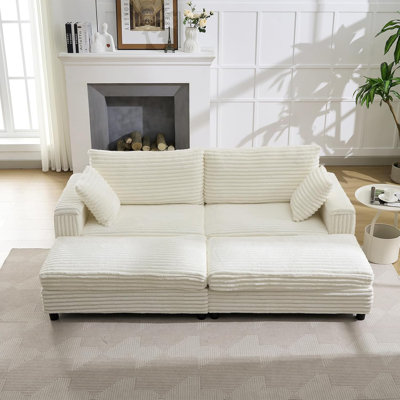 Latitude Run Chaise Lounge Chair Indoor With Ottoman,85 Inch Upholstered Sofa Bed With Throw Pillows And Storage Armrests, Sleeper Reclining Loveseat, by Latitude Run