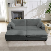 Latitude Run Chaise Lounge Chair Indoor With Ottoman,85 Inch Upholstered Sofa Bed With Throw Pillows And Storage Armrests, Sleeper Reclining Loveseat, by Latitude Run