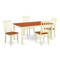 5-Piece Black and Cherry Finish Solid Wood Top - Dining Room Set - Seats 4 by Alcott Hill